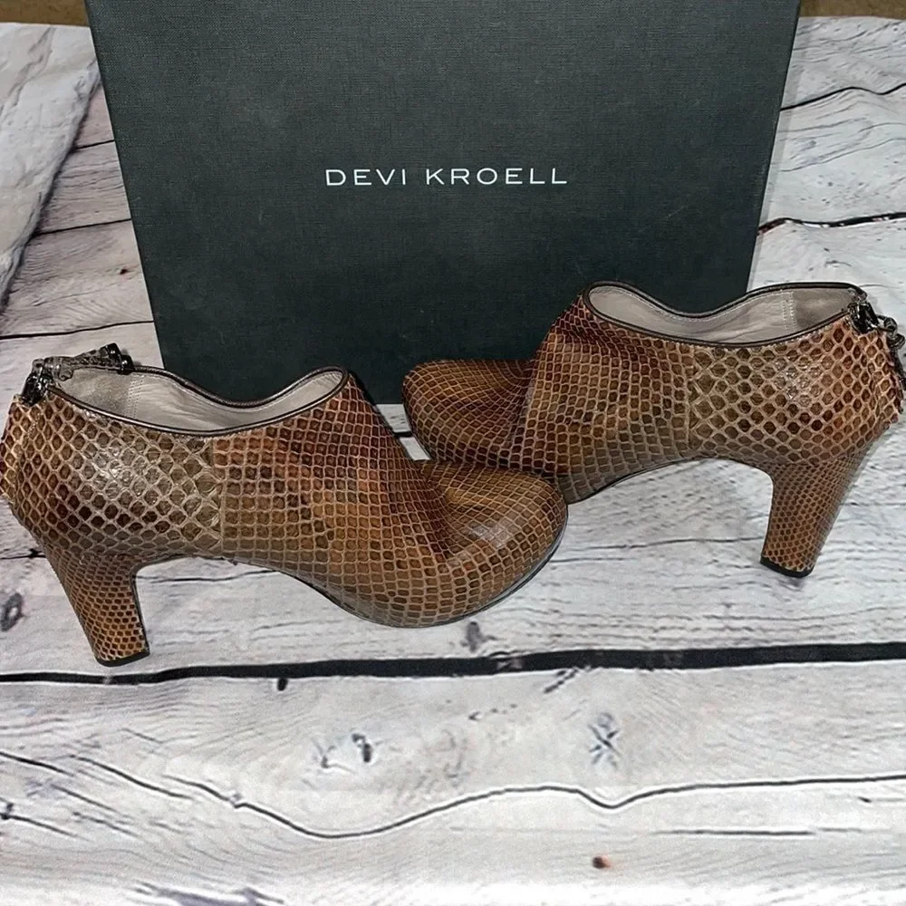 Brown Devi Kroell Snakeskin Booties - Picture 2 of 12